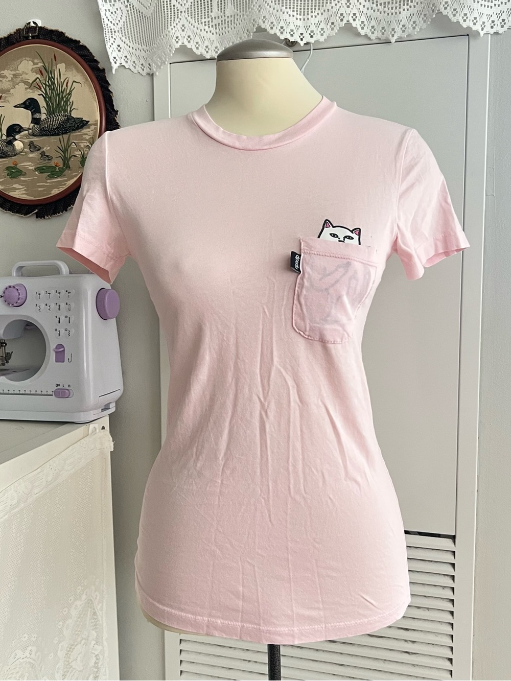 Ripndip Light Pink Cat Pocket Tee